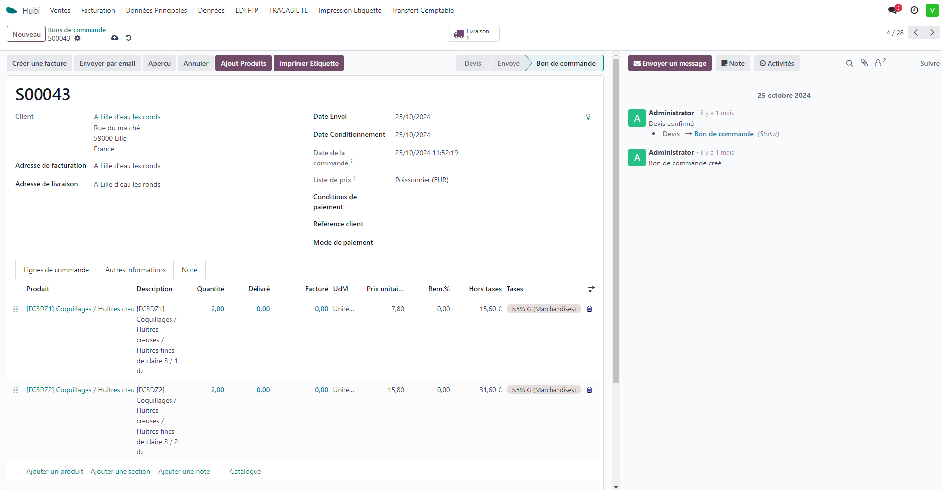 bon de commande hubi